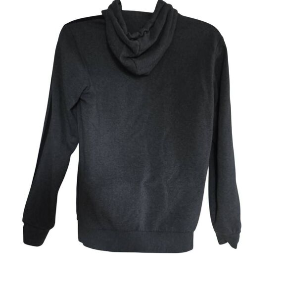 Adidas Men's Size Small Charcoal Gray Black 3 Stripe Logo Hoodie - Picture 4 of 5